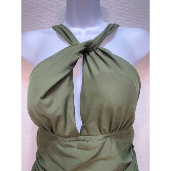 Charmo Women Halter One Piece Swimsuit Padded Tummy Control Sz S Green Sleeveles - Picture 7 of 10